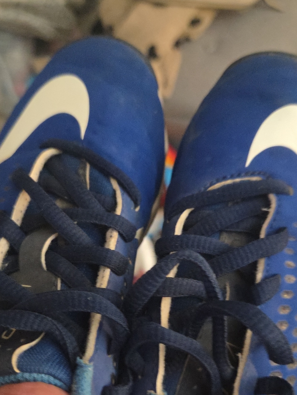 Nike Kids Royal Blue Soccer Sneakers with White Swoosh